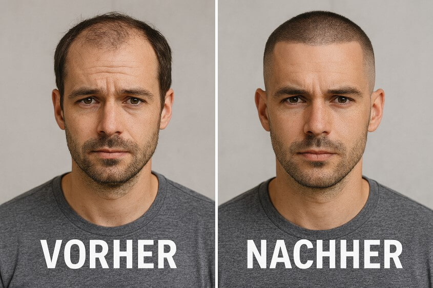 Vergleich Buzz Cut - Vorhher-Nachher