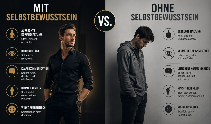 Vergleich: Mann mit Slebstbewusstsein vs. ohne Selbstbewusstsein