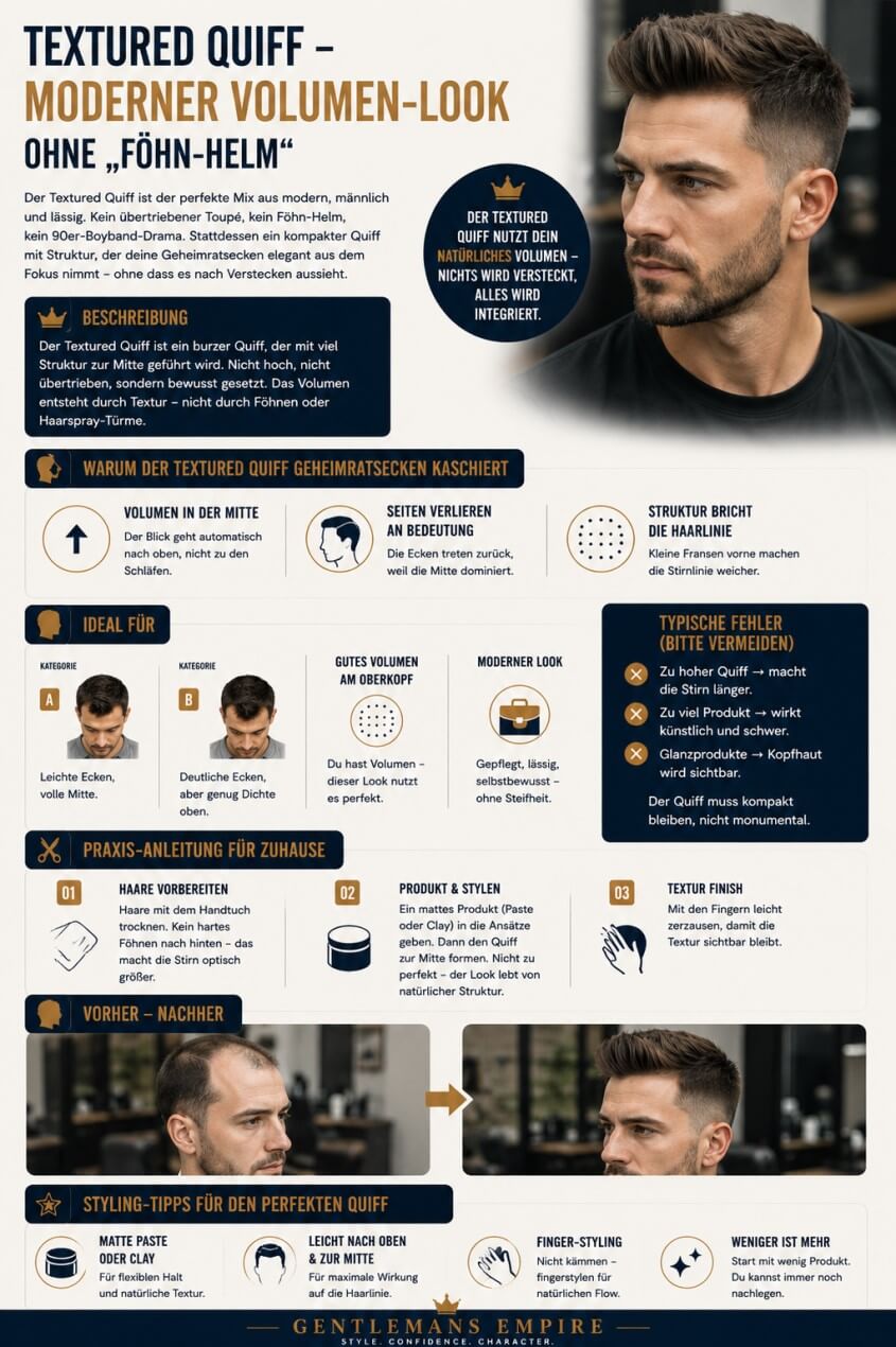 Textured Quiff – Volumen statt Fokus auf die Stirn