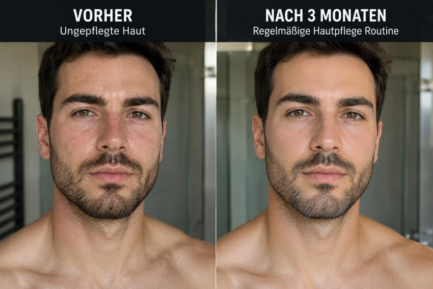 Vorher-Nachher-Vergleich Hautpflege Männer