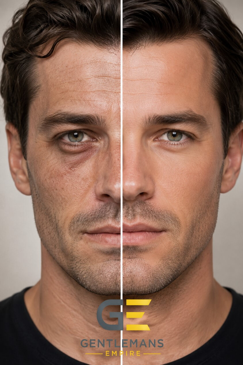 Anti‑Aging Pflege Männer Vorher Nachher Vergleich: Männerhaut verbessern, große Poren reduzieren, Augenringe mindern, Retinol, Vitamin C, Hyaluron