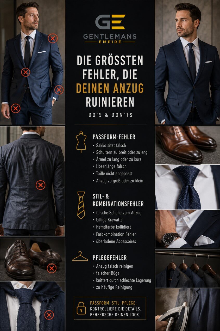 Übersicht der häufigsten Anzug‑Fehler bei Männern