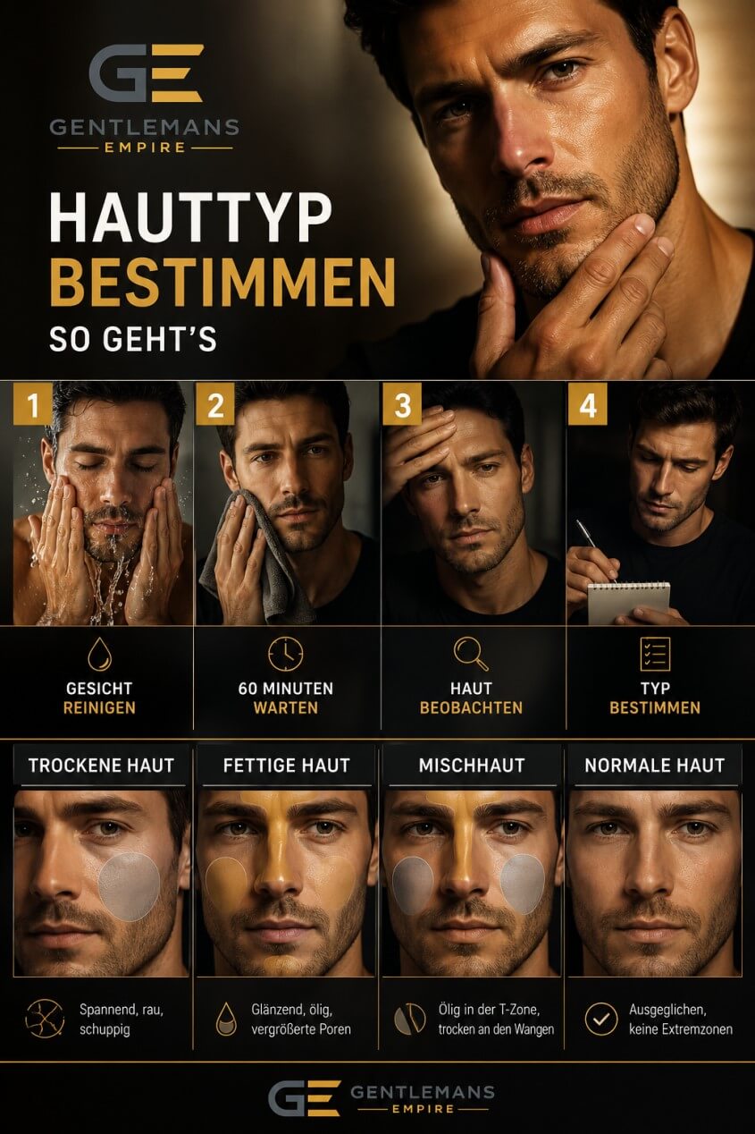 Vergleich verschiedener Männerhauttypen nebeneinander
