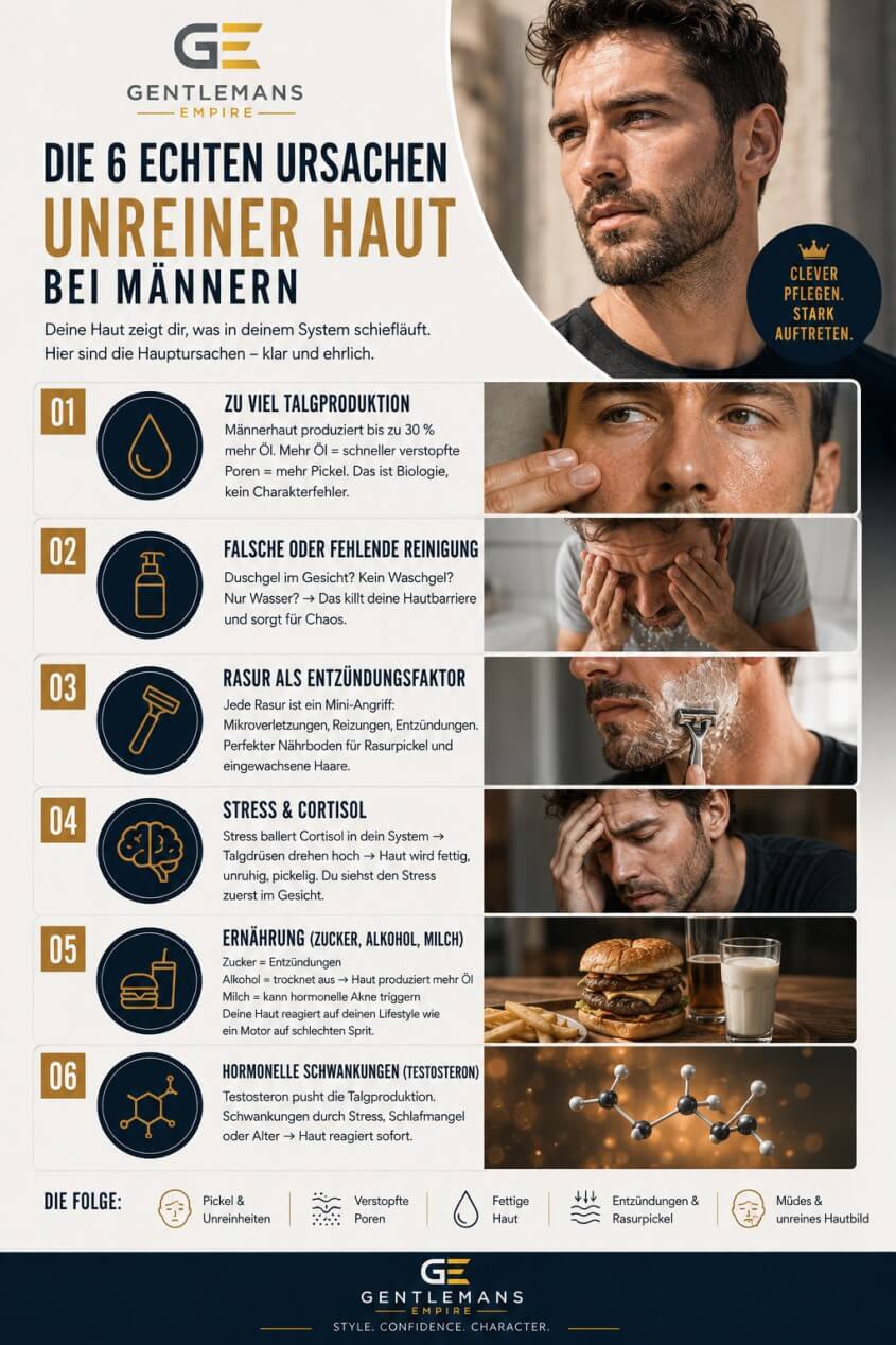 Grafik zeigt Ursachen für unreine Männerhaut